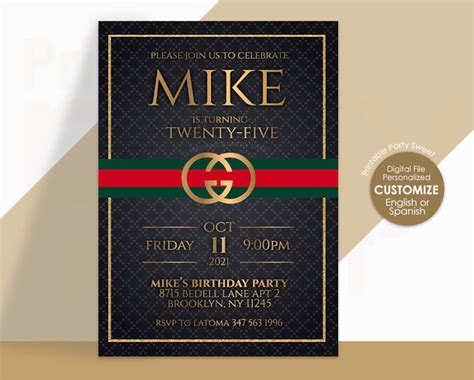 gucci birthday party decorations|gucci party invitations.